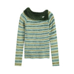 Retro striped knitted long sleeves (women's style)