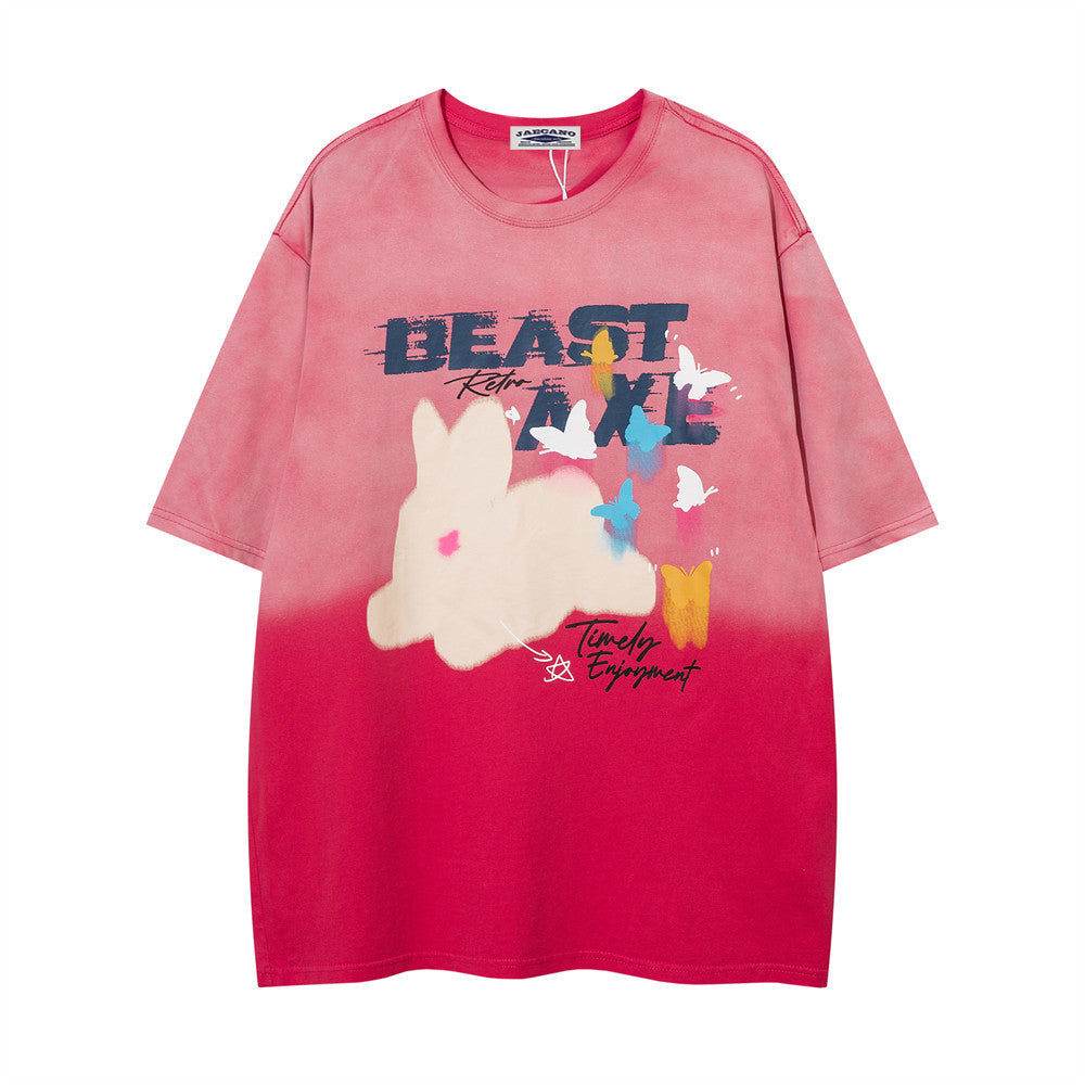 Gradient tie-dye loose short sleeves