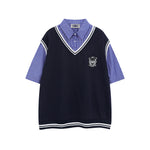 레트로 가짜 투피스 반팔