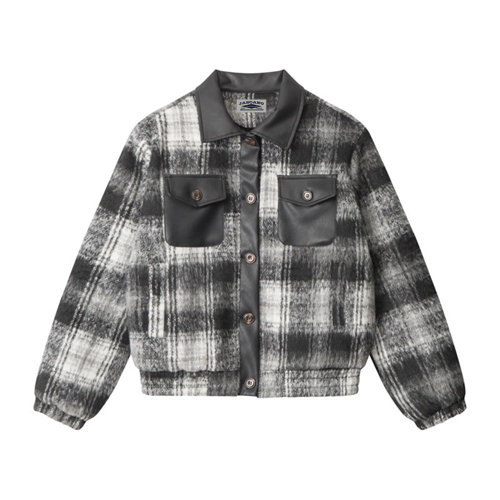 retro plaid contrast coat