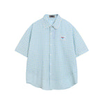 Solid color plaid short sleeve shirt