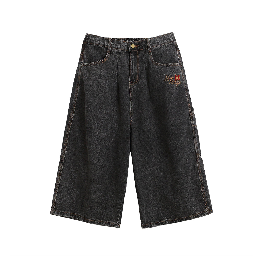 빈티지 워시드 카프리 팬츠