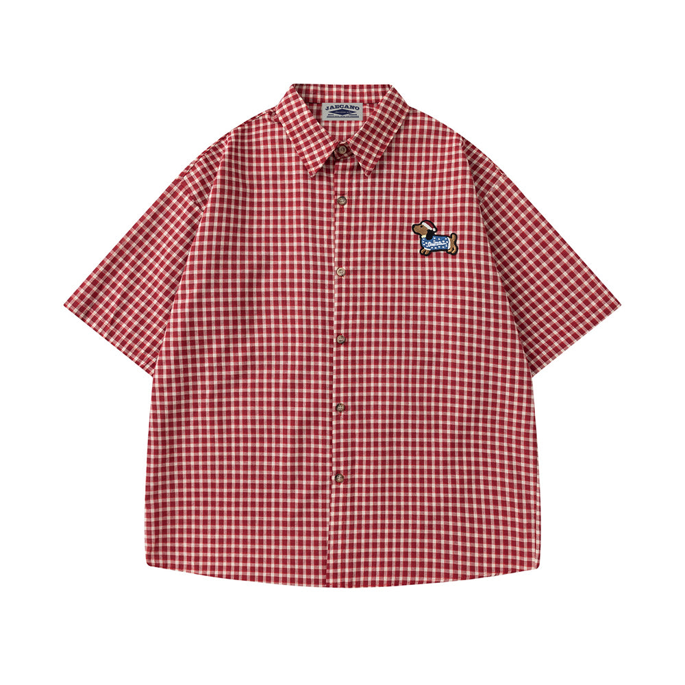 Fun plaid short-sleeved shirt