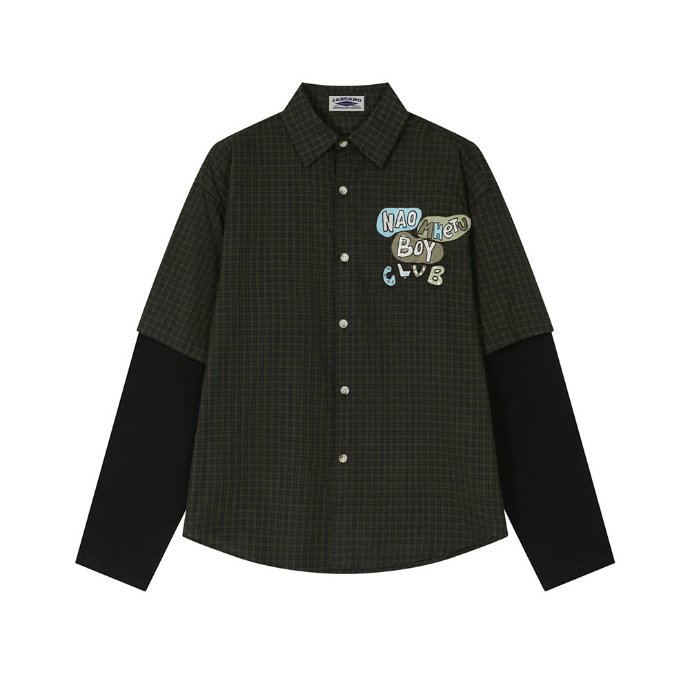 Fake two-piece long-sleeved shirt