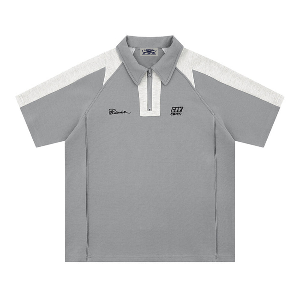 레트로 컬러 블록 반소매