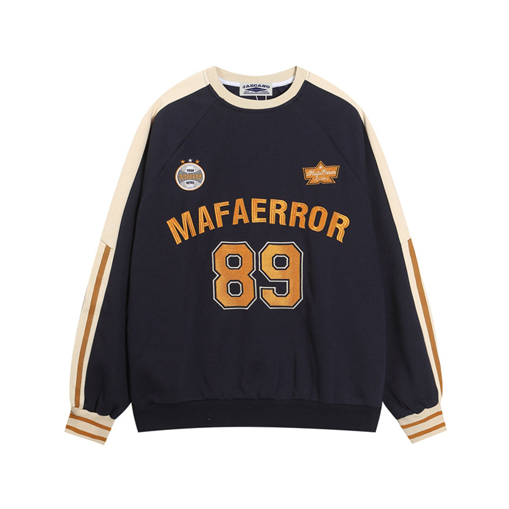 Retro color block crew neck sweatshirt Size:M