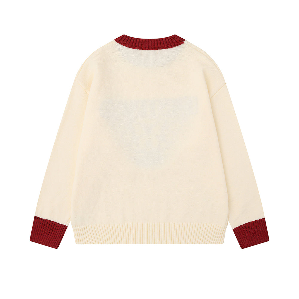 Contrast Butterfly Pullover Sweater