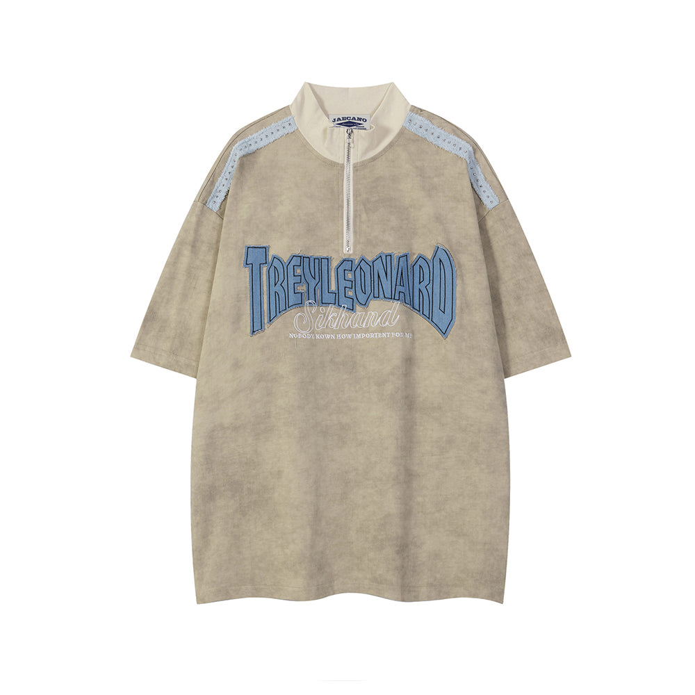 Retro embroidered polo short sleeves