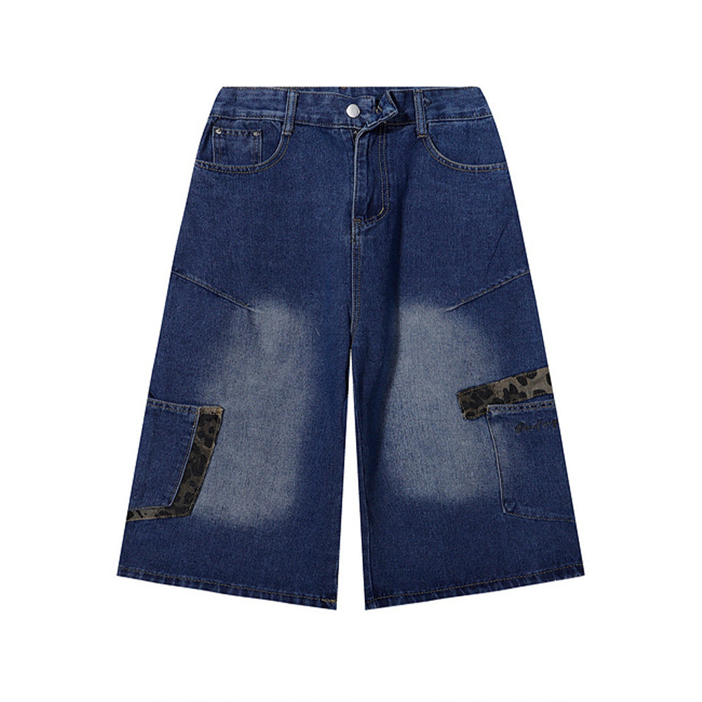 Panelled cargo cropped jeans