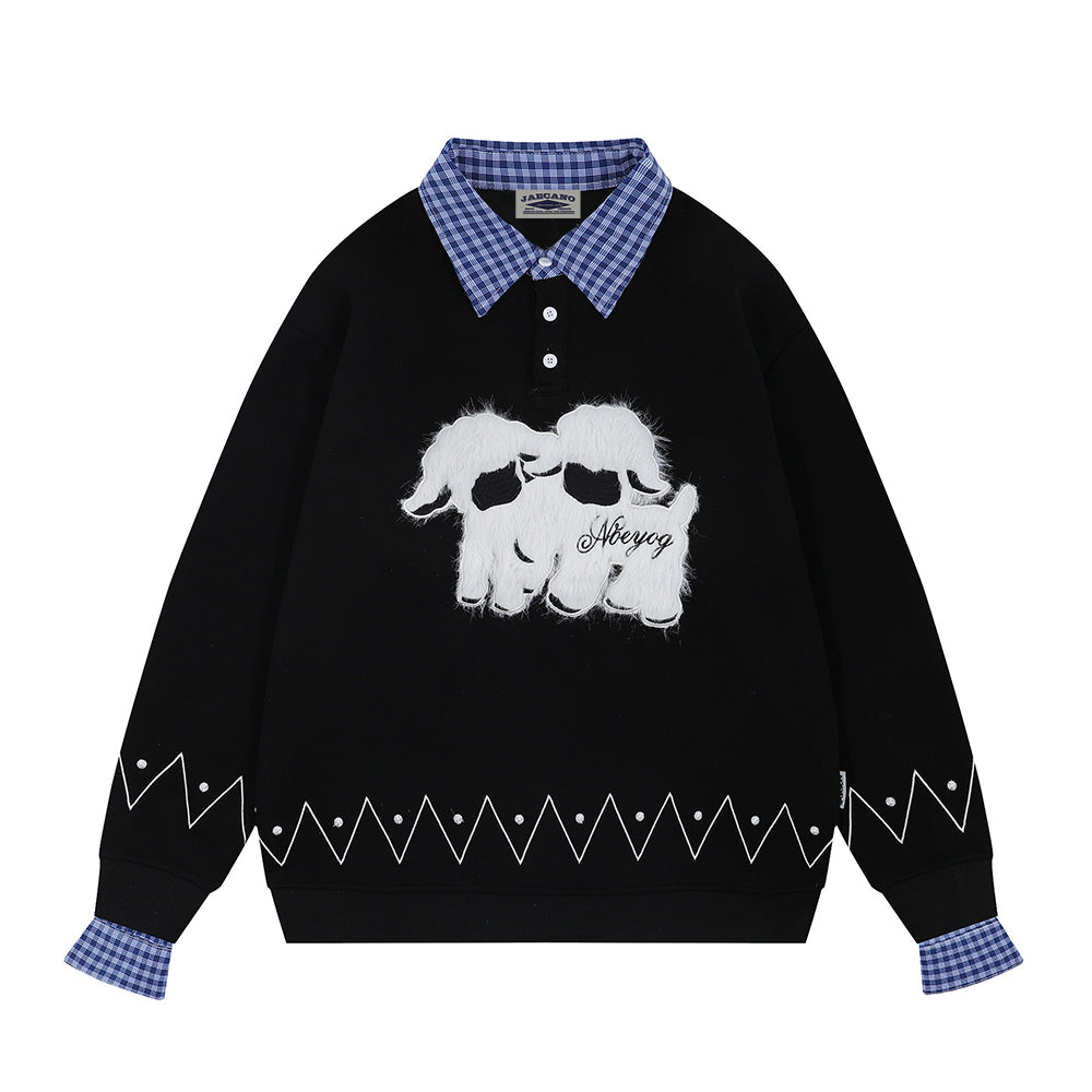 Retro fake two piece sweatshirt