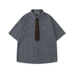 復古格紋短袖襯衫