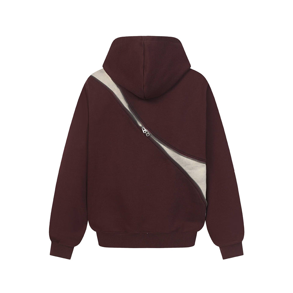 Unique color-blocked hooded sweatshirt jacket