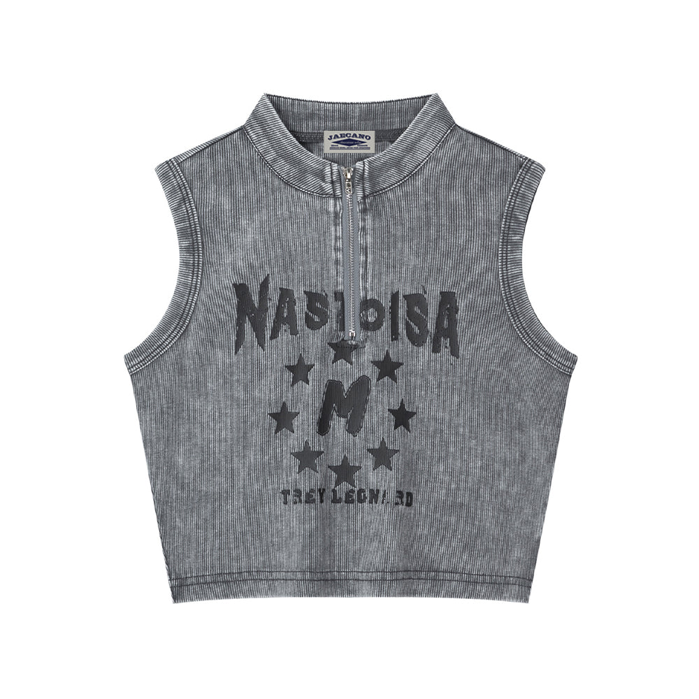 Distressed printed vest (women's)