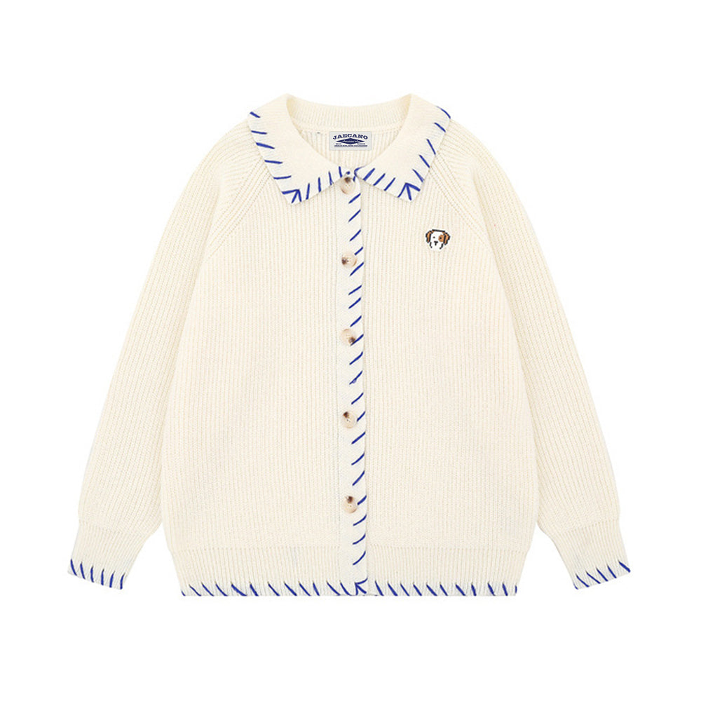 Simple contrast color sweater jacket