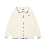 Simple contrast color sweater jacket