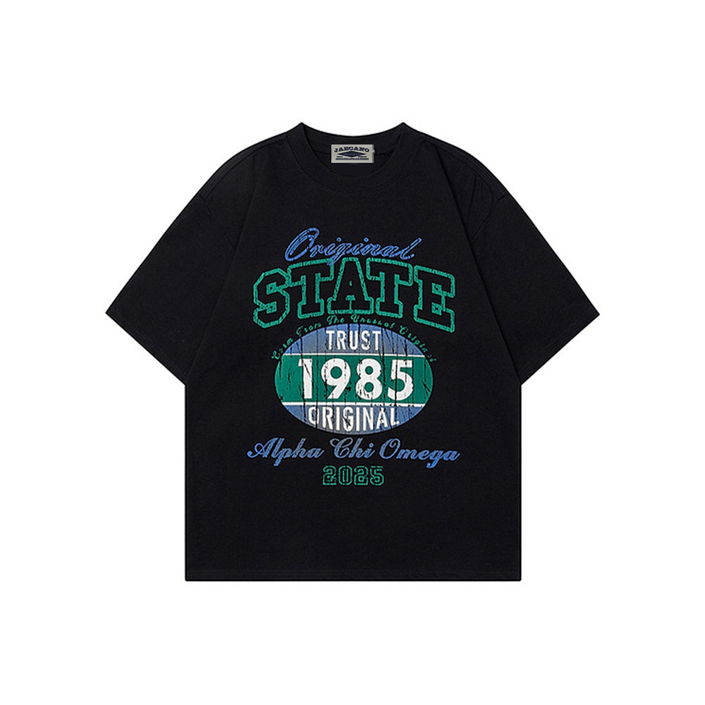 레트로 레터 프린트 반소매