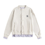 復古格子拼接假兩件開衫