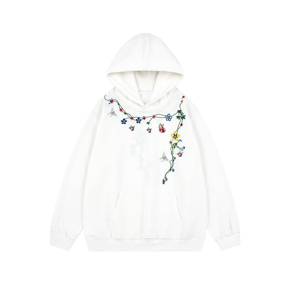 Floral embroidered sweatshirt hoodie