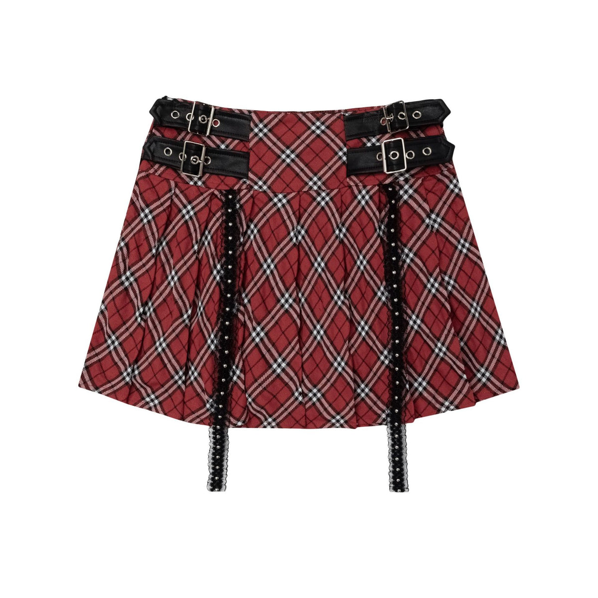 retro patchwork plaid skirt