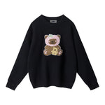 Crew neck bear knit sweater
