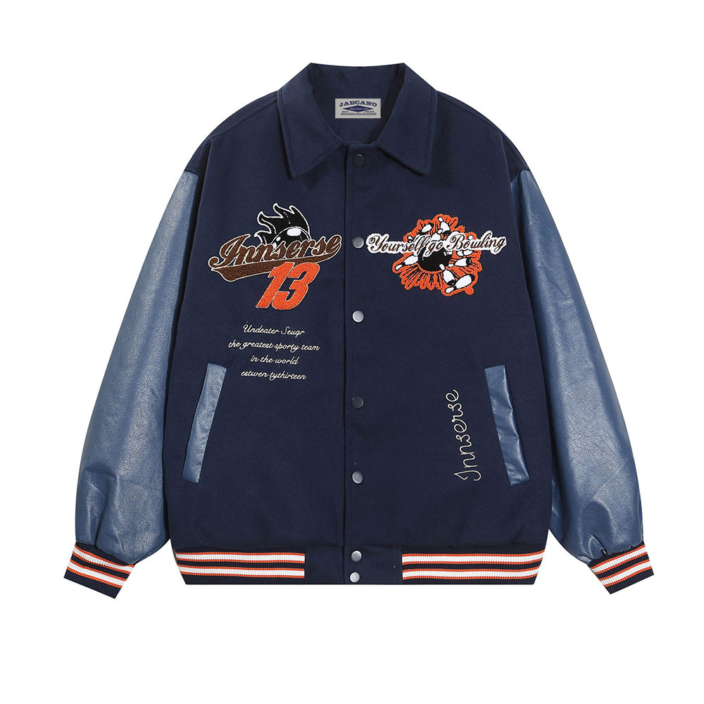 Spliced fun cartoon lapel baseball uniform