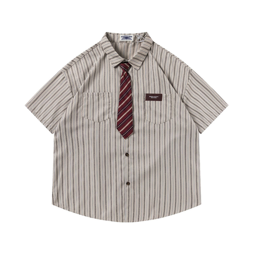 Striped shirt with vintage tie