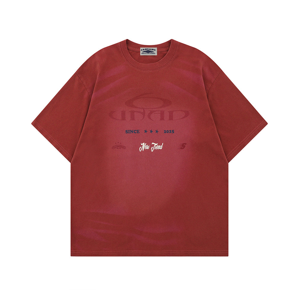 레트로 레터 프린트 반소매