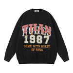 retro letter couple sweater