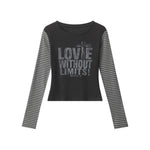 Fake two-piece striped long sleeves