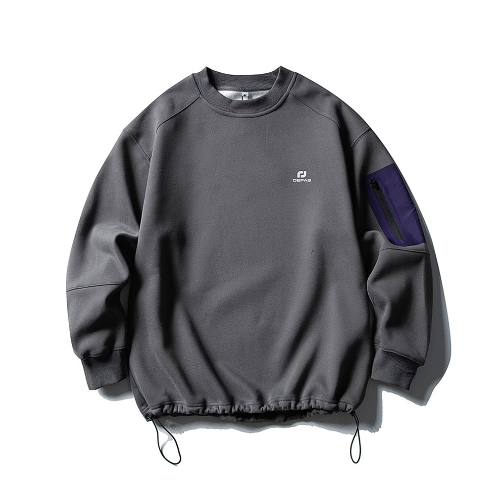 Fleece-lined crew neck pullover sweatshirt