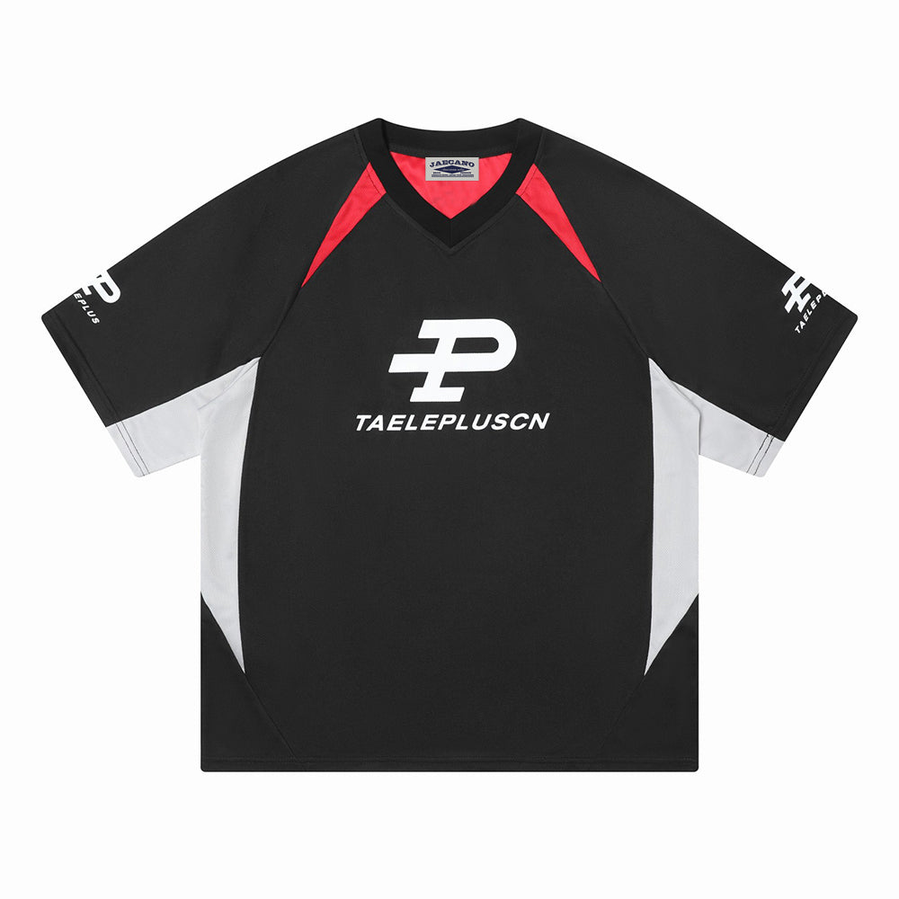 레트로 스포츠 콘트라스트 반팔