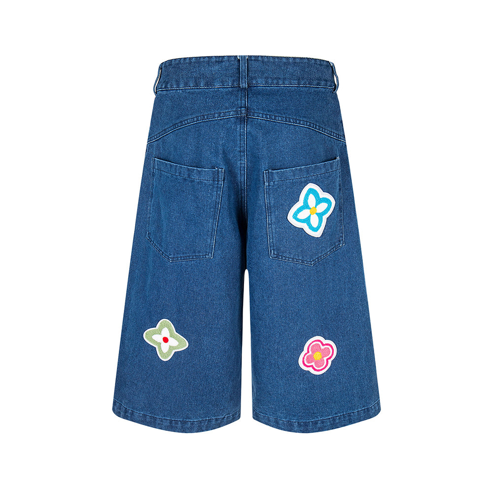 Floral embroidered cropped jeans