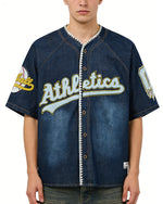 Retro denim short-sleeved shirt