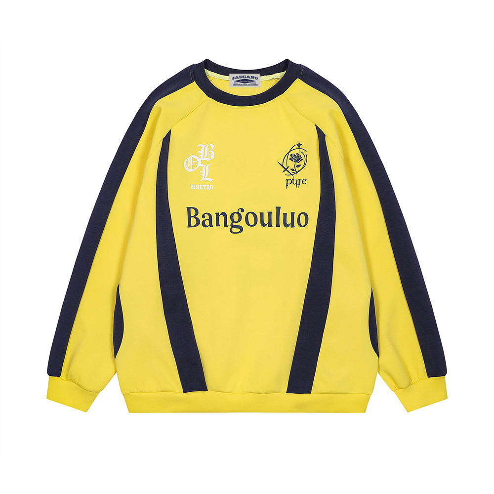 Retro color block crew neck sweatshirt