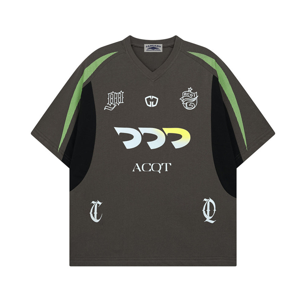 Retro contrast patchwork short sleeves