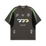 Retro contrast patchwork short sleeves