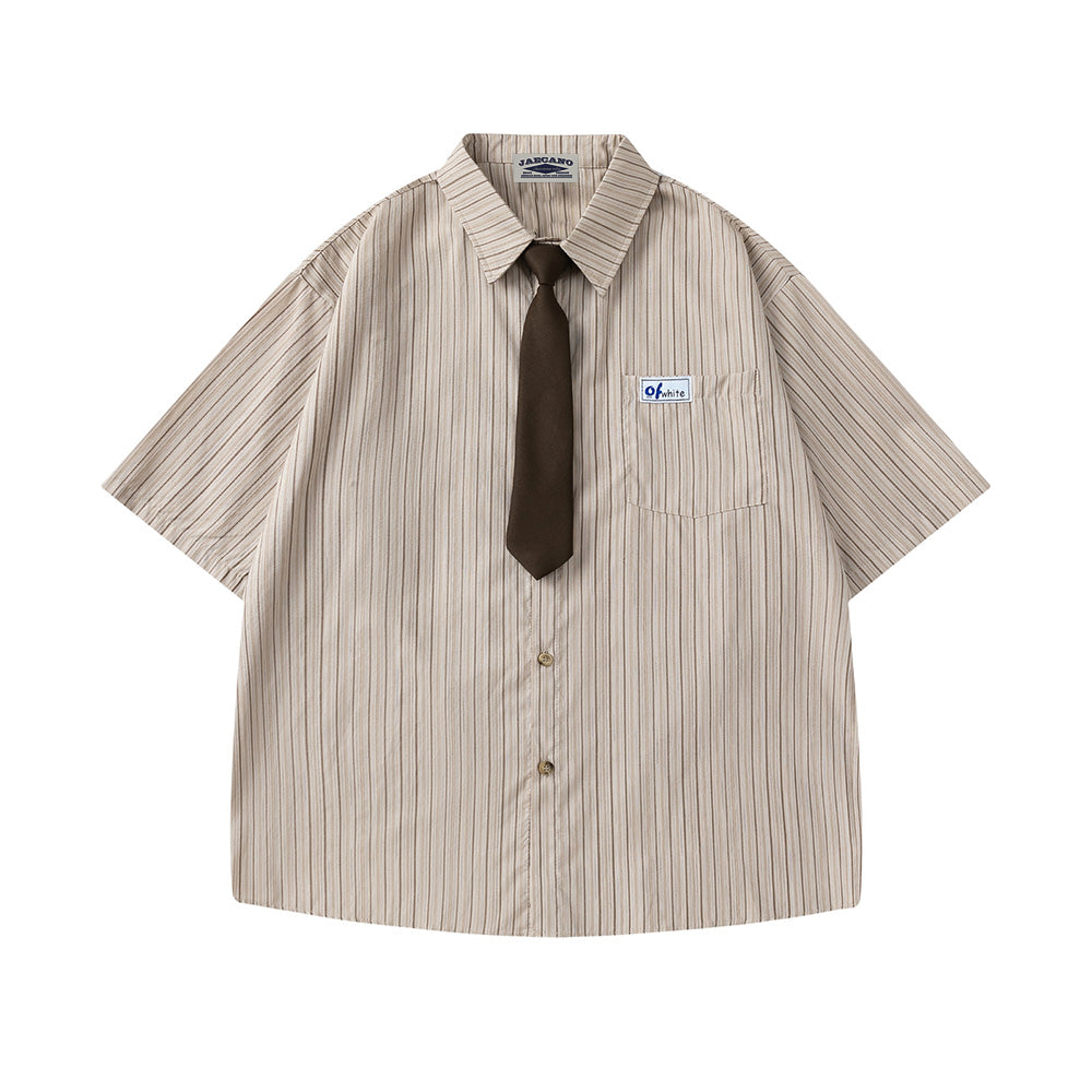 Striped short-sleeved shirt