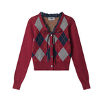 다이아몬드 패턴 크롭 니트 스웨터(여성용)