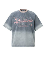 牛仔貼布刺綉短袖