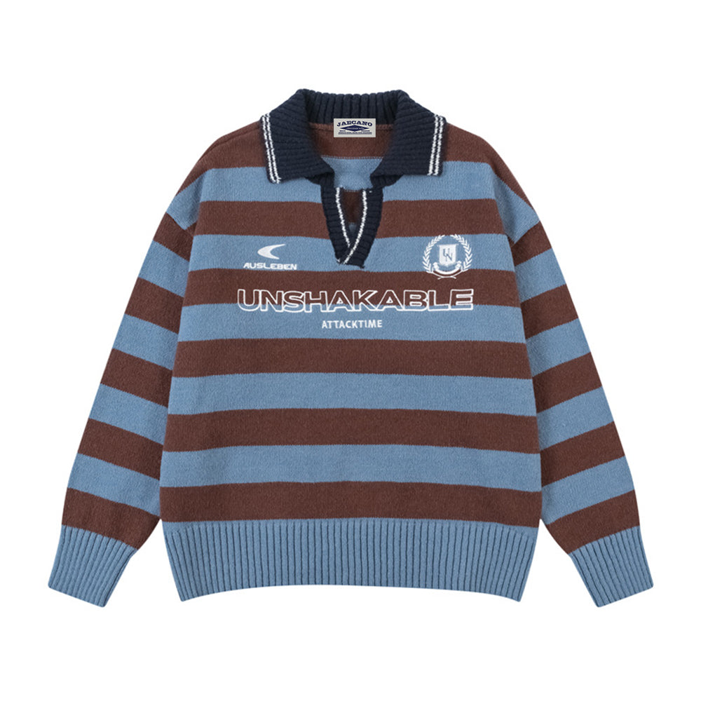 Retro yellow versatile striped sweater