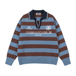 Retro yellow versatile striped sweater