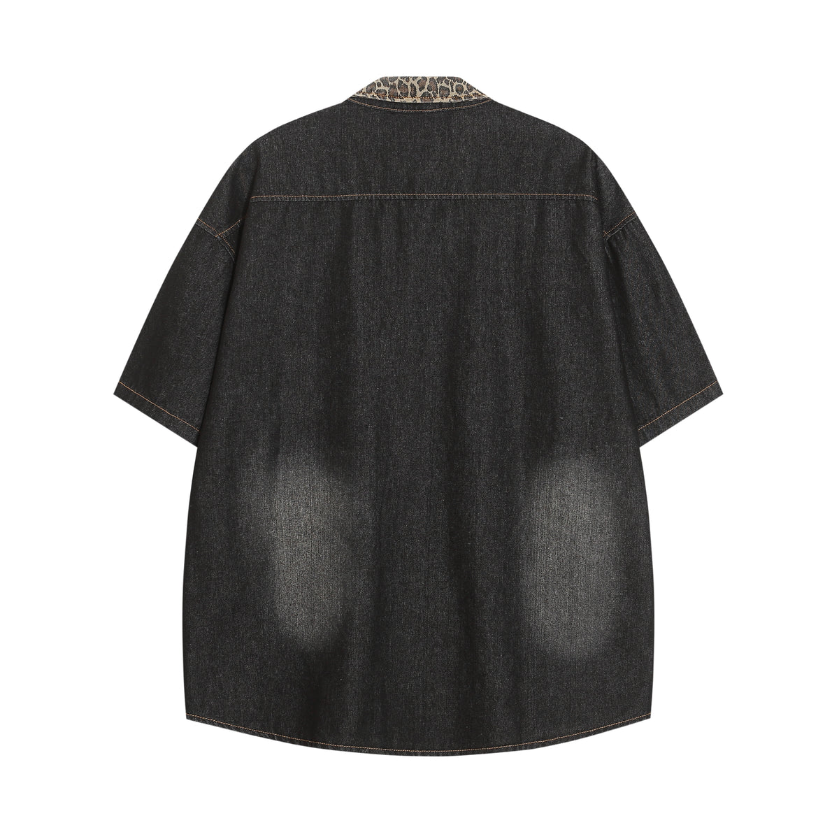 Vintage leopard print patchwork shirt