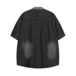 Vintage leopard print patchwork shirt