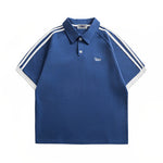 Stripe embroidered polo short sleeves