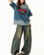 스타 레터 데님 반팔