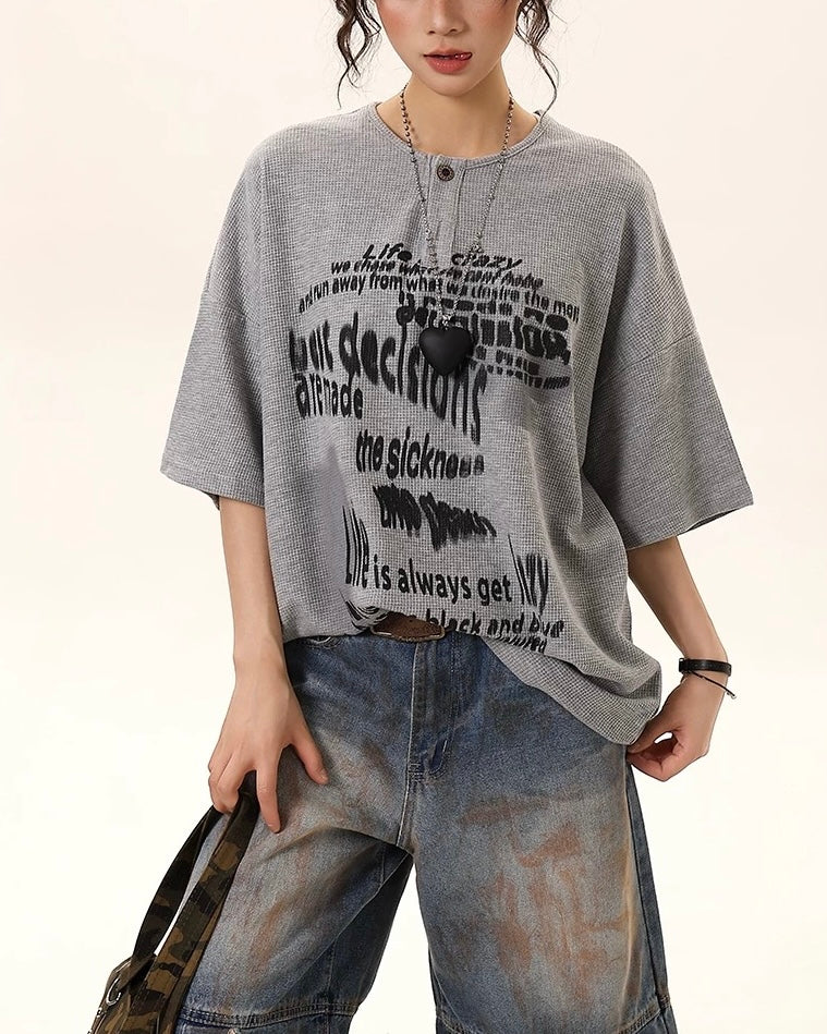 Retro loose casual short sleeves