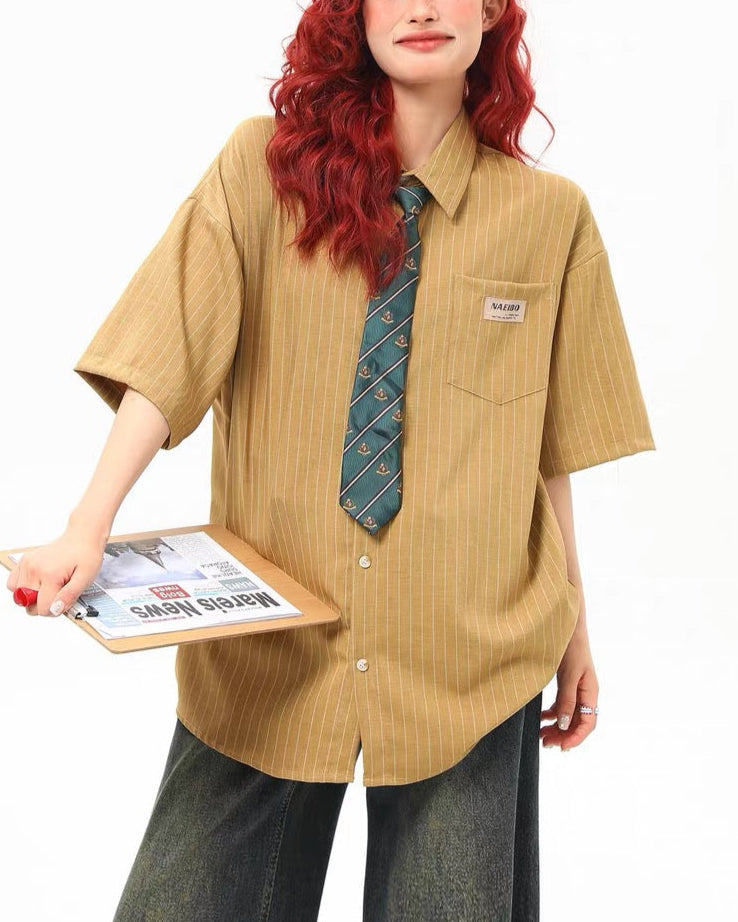 Striped short-sleeved shirt