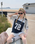 Spliced sports short sleeves