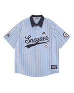 레트로 세로줄무늬 반팔셔츠