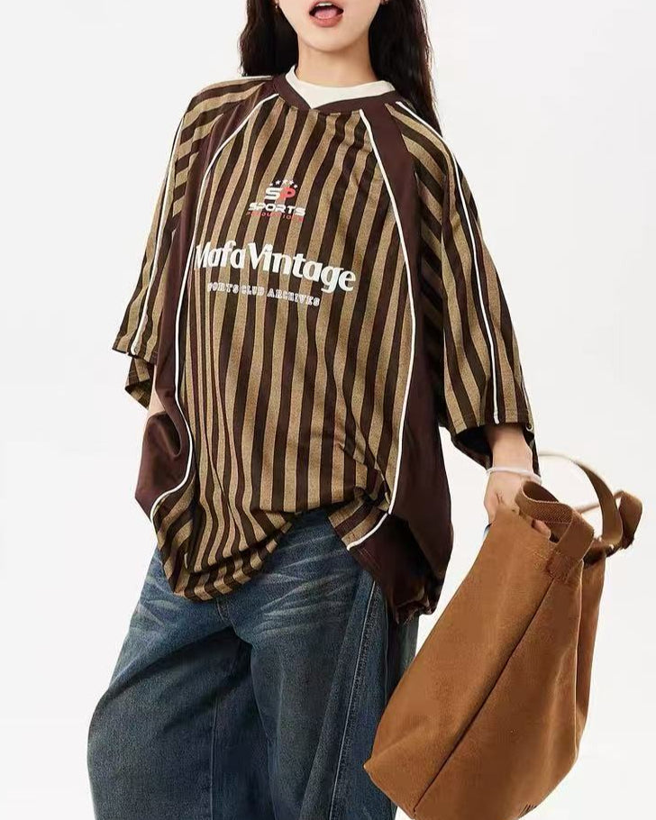 Striped casual short sleeves